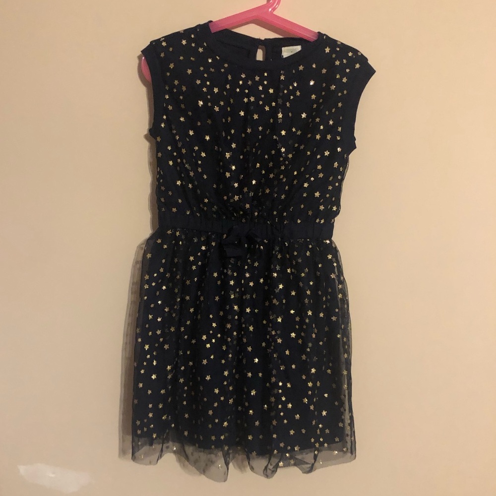crewcuts navy and gold star dress